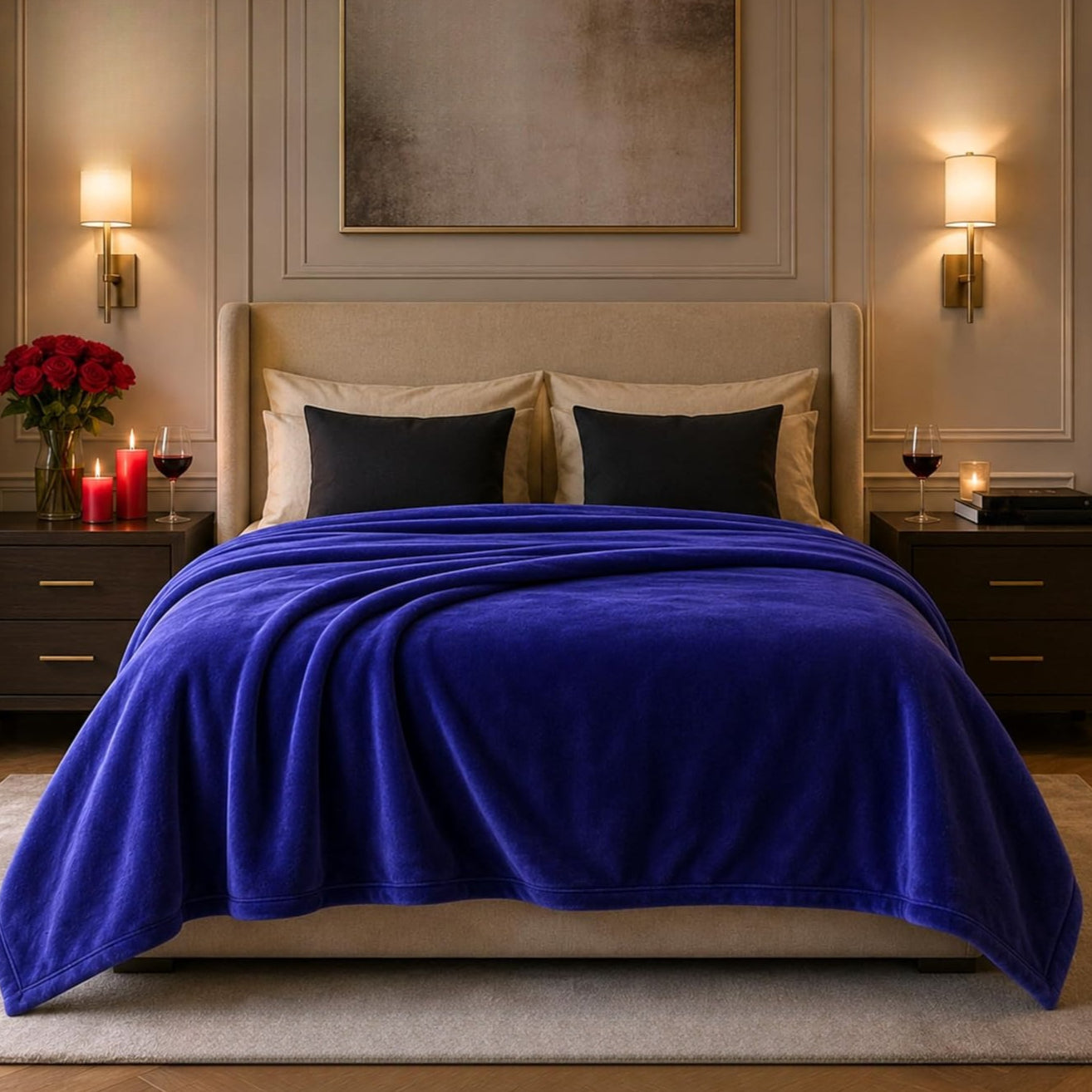 Indigo Waterproof King Size Sherpa Throw Blanket