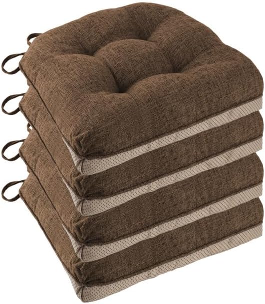 Coffee Tufted Dining Chair Cushions Set of 4
