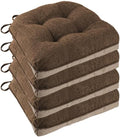 Coffee Tufted Dining Chair Cushions Set of 4