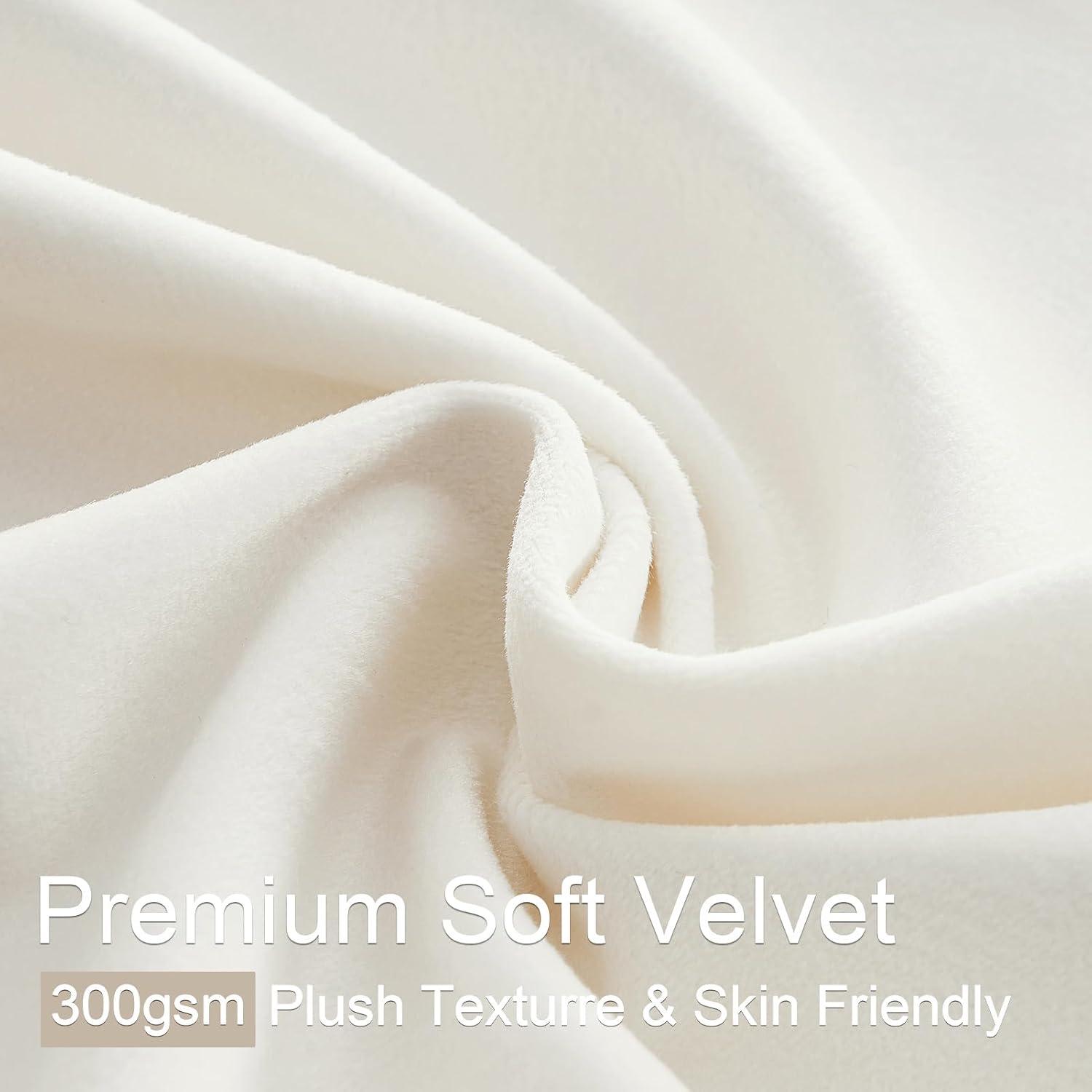 Neutral Beige White 40"X92" Velvet Pinch Pleated 2 Panels Curtains