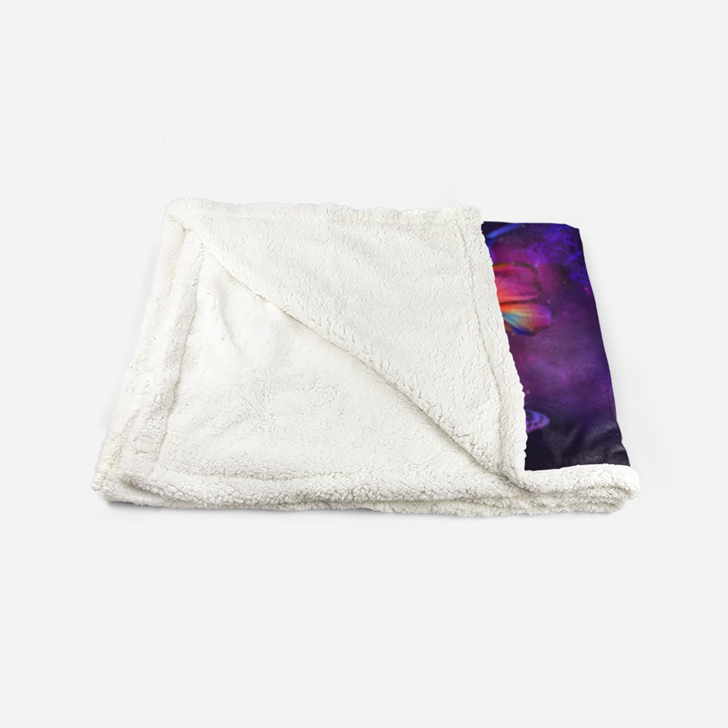 Deep Purple Sparkly Butterfly Sherpa Throw Blanket