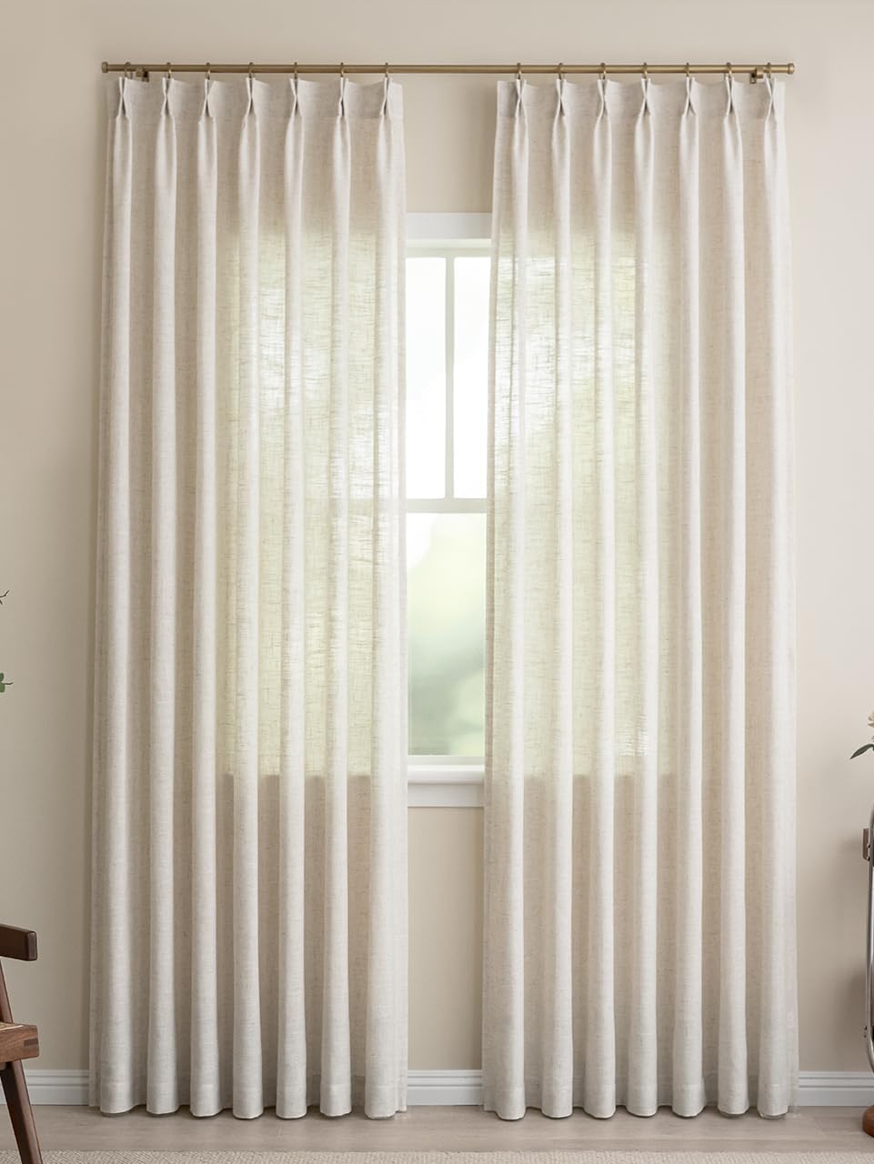 Natural Linen Sheer Pleated Curtains