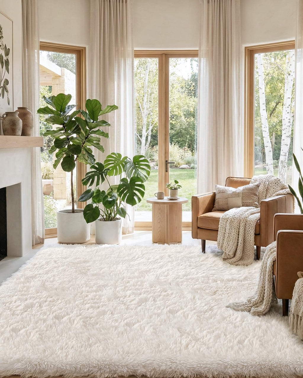 Ivory 6x9 Washable Non Slip Shag Area Rug