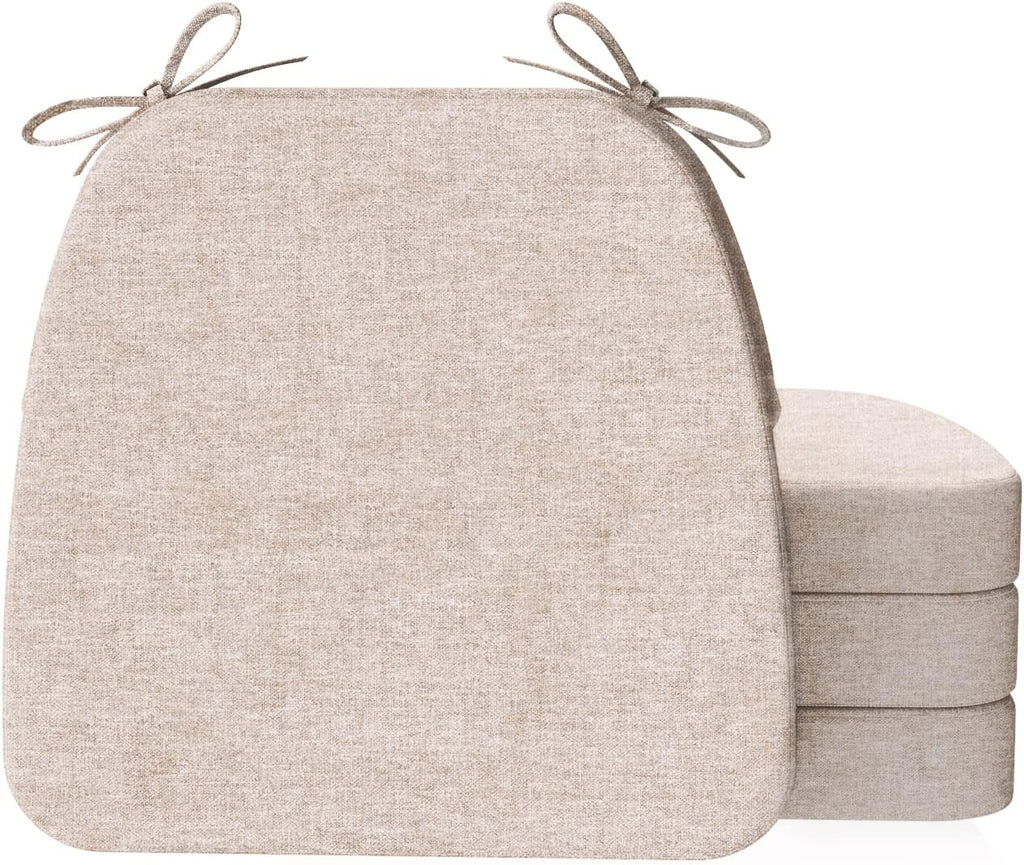 Oatmeal Beige D-Shaped Dining Chair Cushions Set of 4