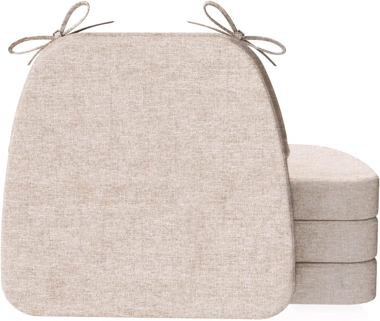 Oatmeal Beige D-Shaped Dining Chair Cushions Set of 4