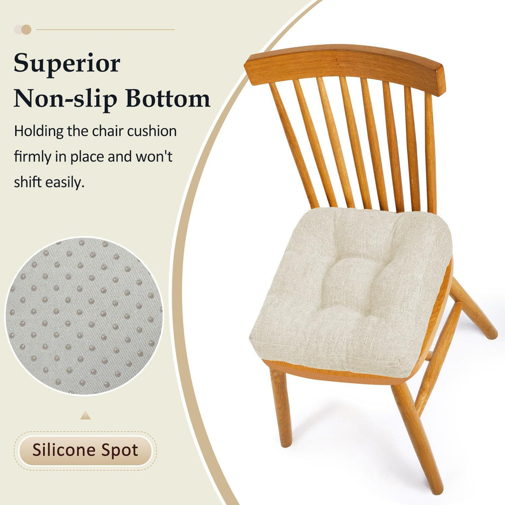Beige Tufted U-Shaped Dining Chair Cushions 4 Pack