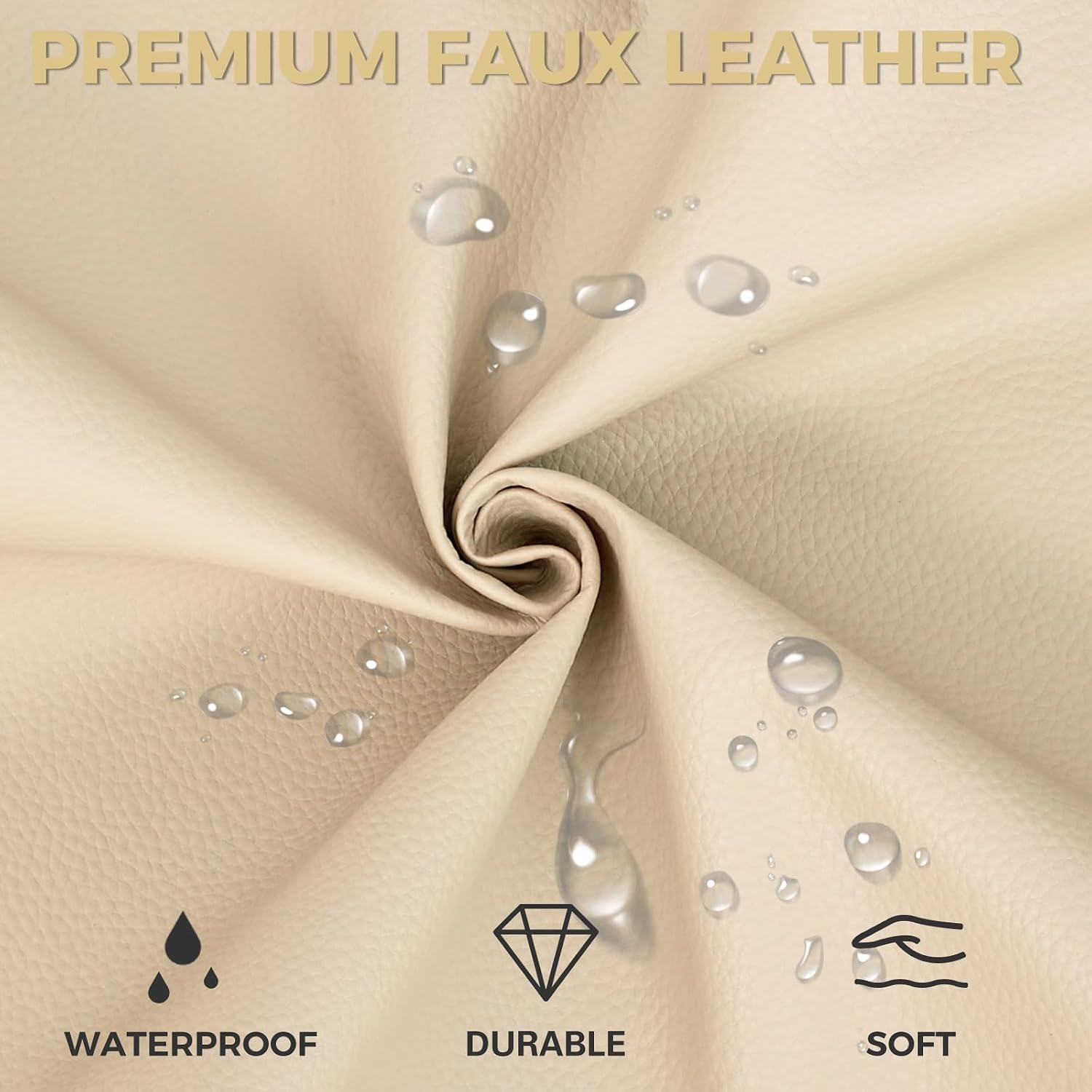 Light Camel Faux Leather Dining Chair Cushions 4 Pack