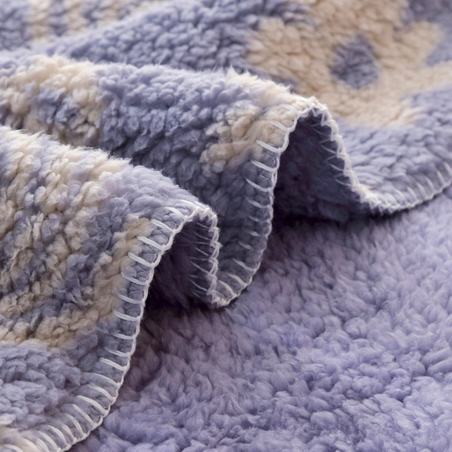 Purple Aztec Sherpa Queen Throw Blanket