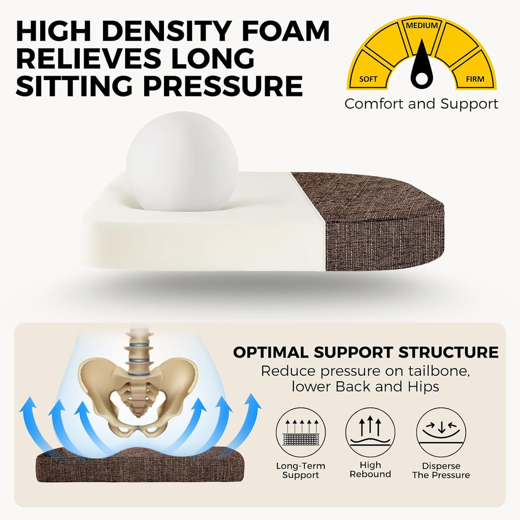 Brown Textured Foam Dining Chair Cushions 4 Pack