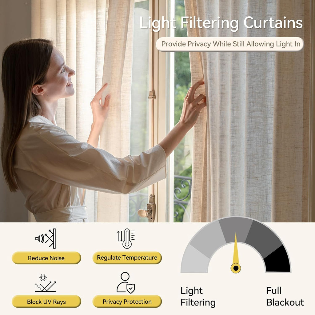 Natural Linen Sheer Pleated Curtains