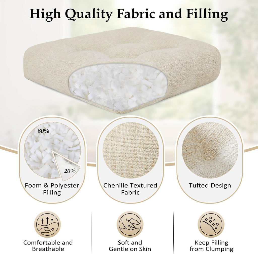 Beige Tufted U-Shaped Dining Chair Cushions 4 Pack