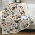 Light Yellow Dog Paw Print Sherpa Throw Blanket