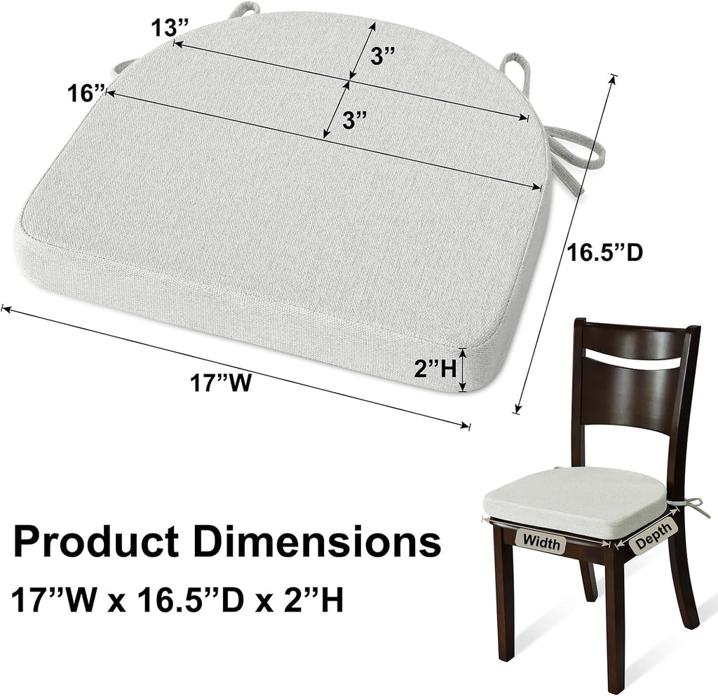 Beige Memory Foam Dining Chair Cushions 4 Pack