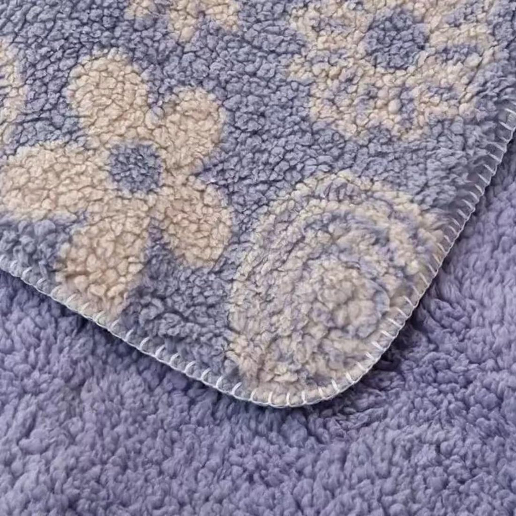 Purple Aztec Sherpa Queen Throw Blanket