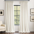 Neutral Beige White 40"X92" Velvet Pinch Pleated 2 Panels Curtains