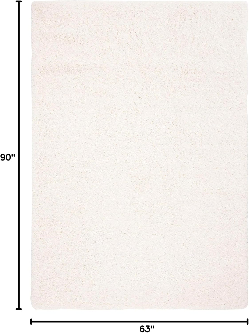 Ivory Fontana Shag 5'3"x7'6" Solid Area Rug
