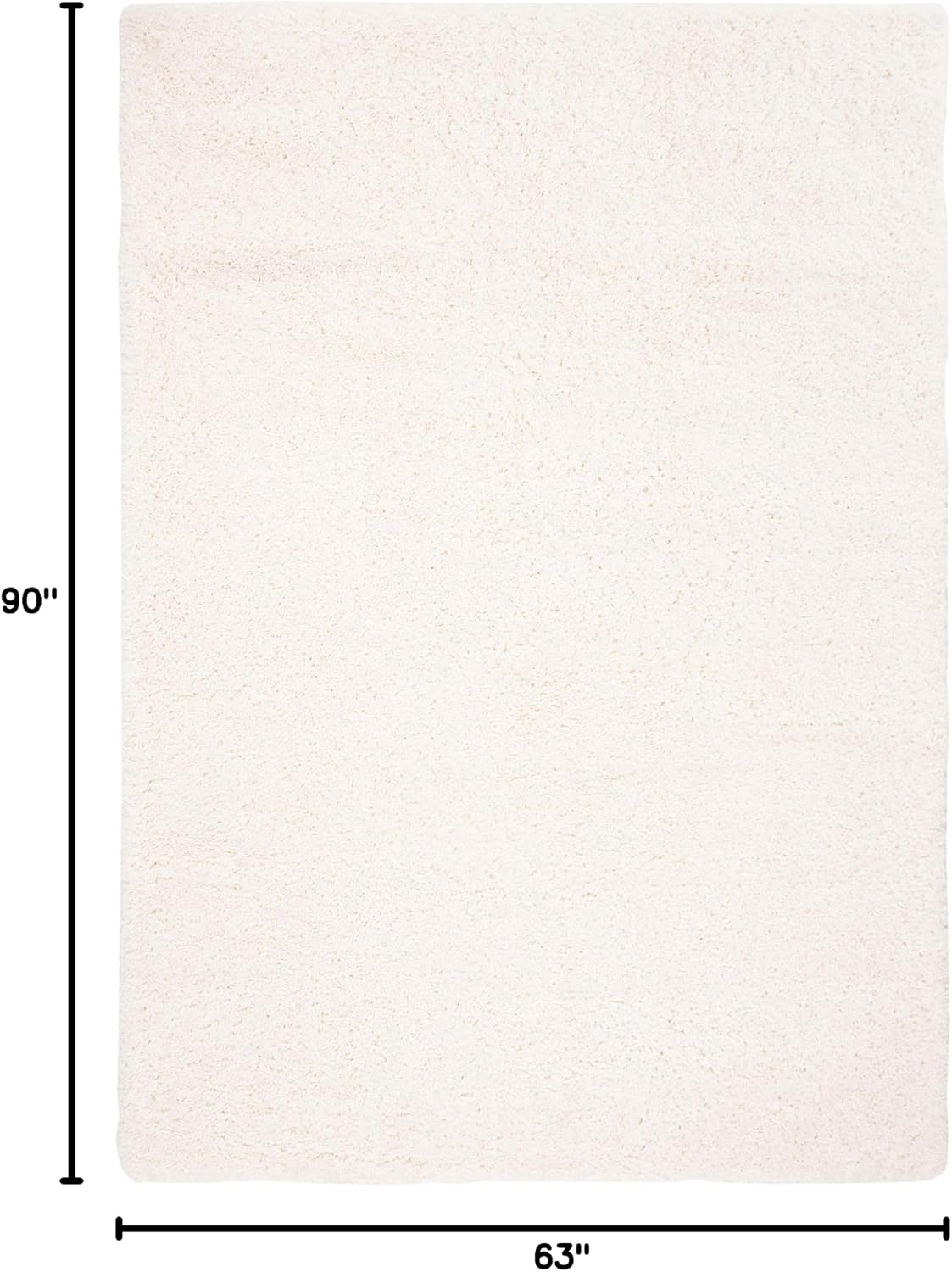 Ivory Fontana Shag 5'3"x7'6" Solid Area Rug