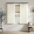 Cream 84 Inch 2 Panels Pinch Pleated Linen Curtains