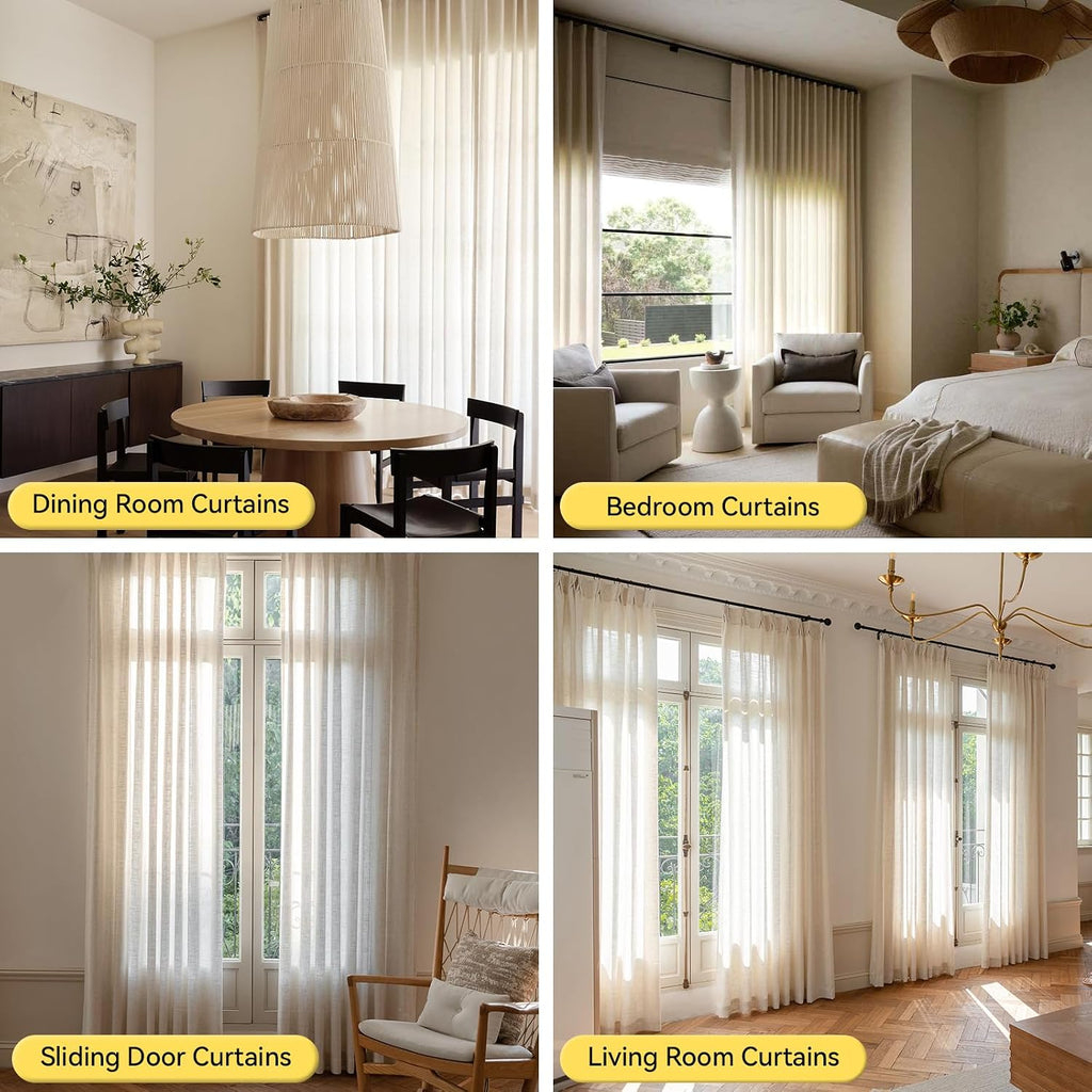 Natural Linen Sheer Pleated Curtains