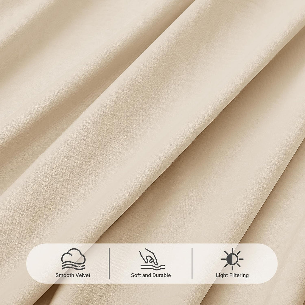 Cream Velvet Pinch Pleat Curtains