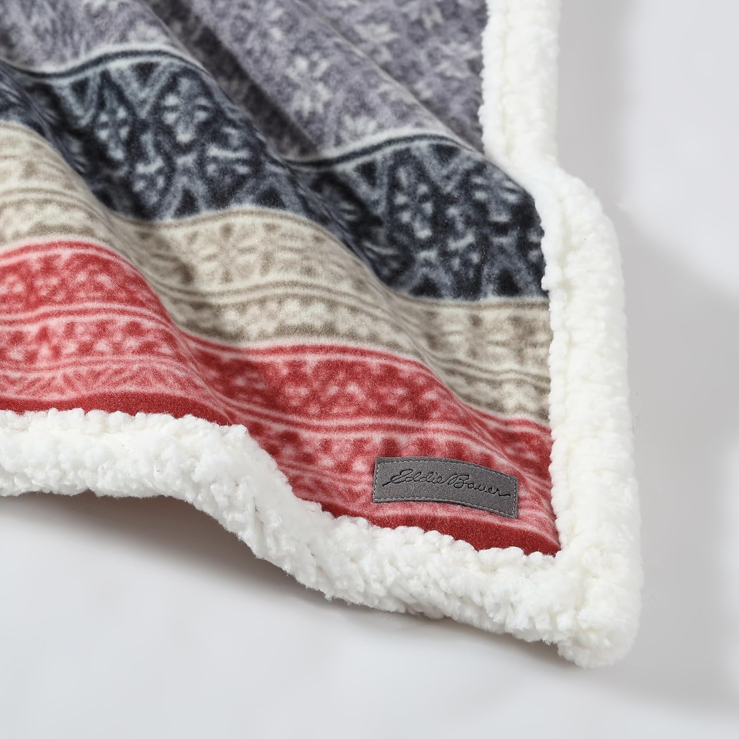 Dark Steel Fair Isle Sherpa Throw Blanket