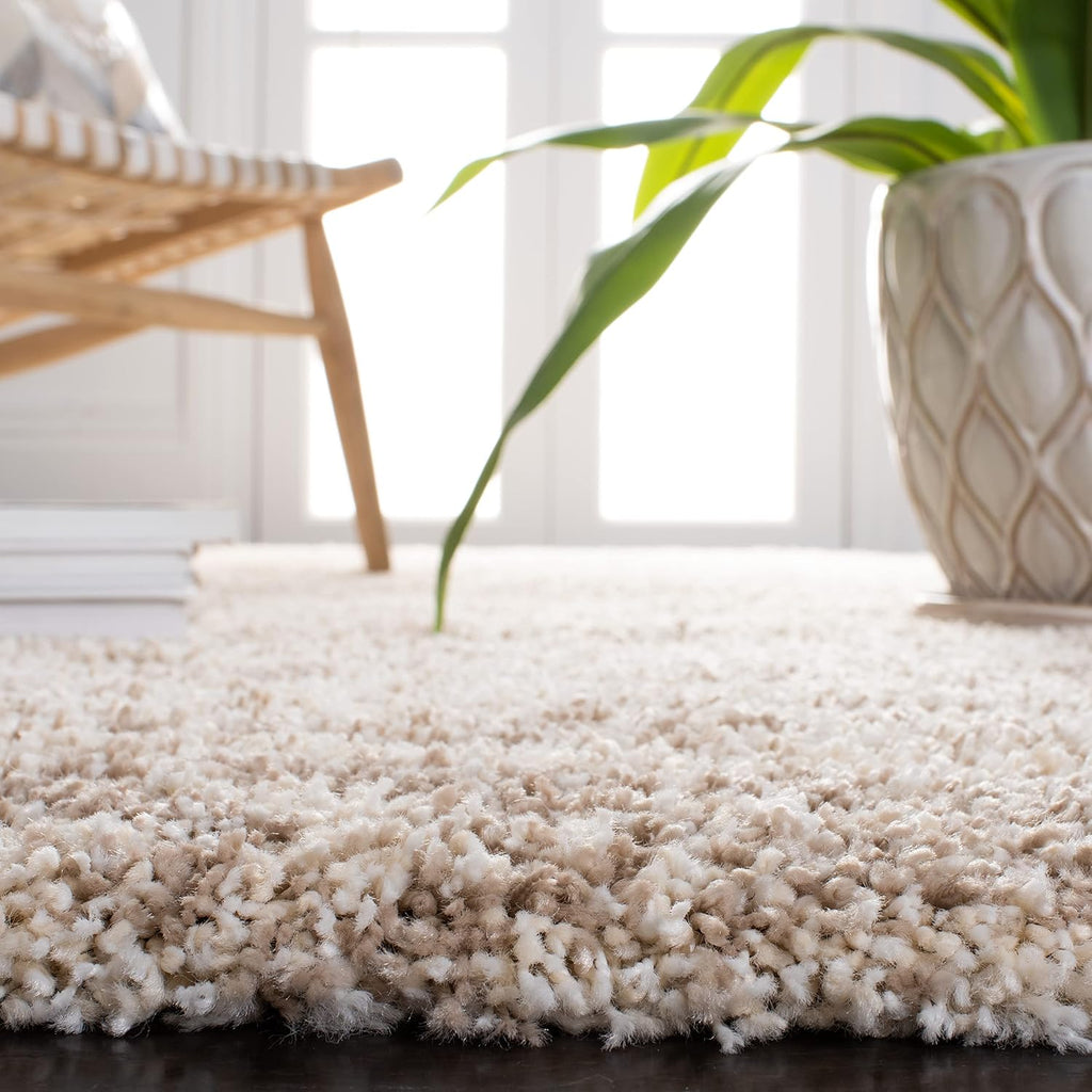 Ivory & Beige Hudson Shag 5'3"x7'6" Modern Shag Area Rug