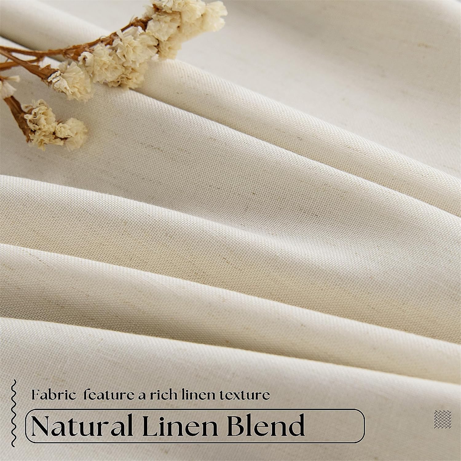Cream Beige Linen Blackout Curtains