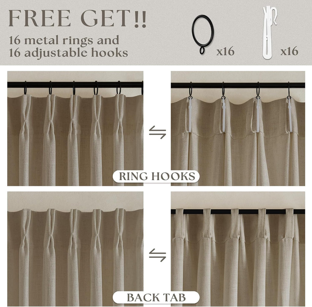 Greige Linen Pinch Pleated Curtains
