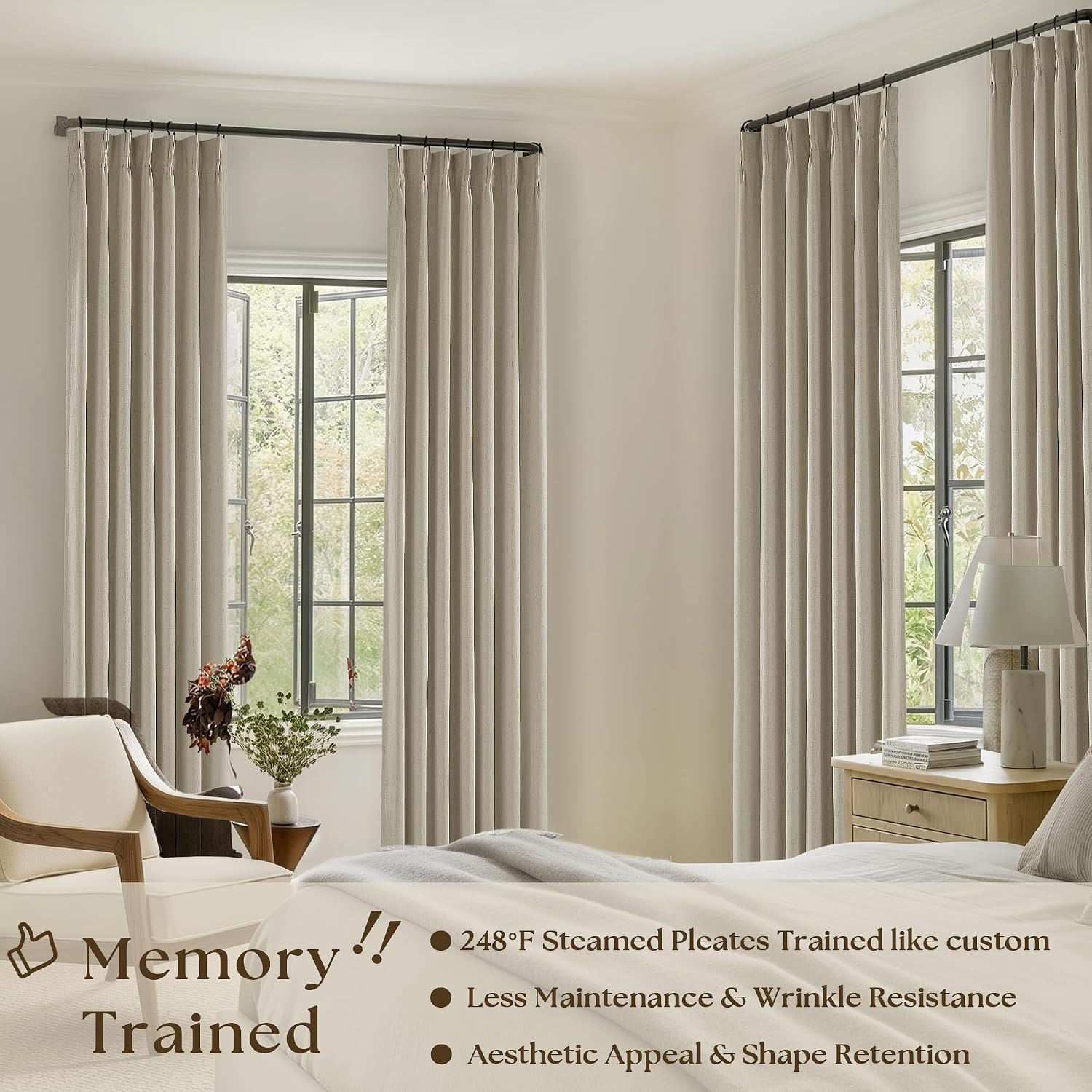 Taupe Linen Blackout Curtains
