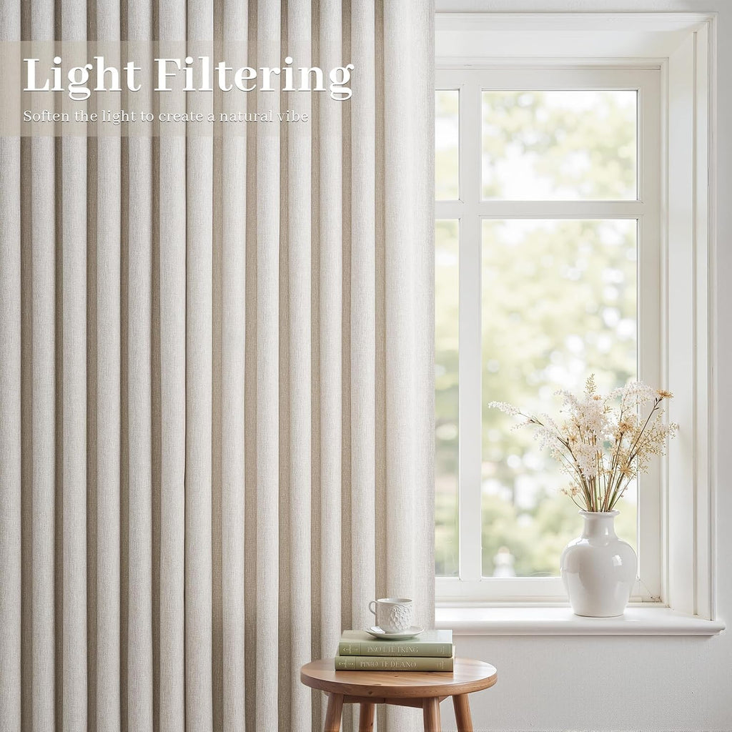 Beige Linen Pinch Pleated Curtains