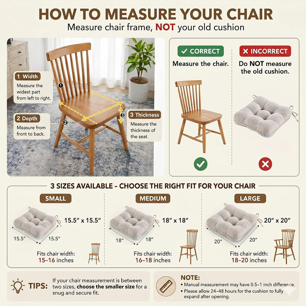 Beige Thick Dining Chair Cushions Set of 4