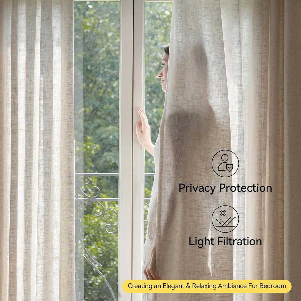 Natural Linen Sheer Pleated Curtains