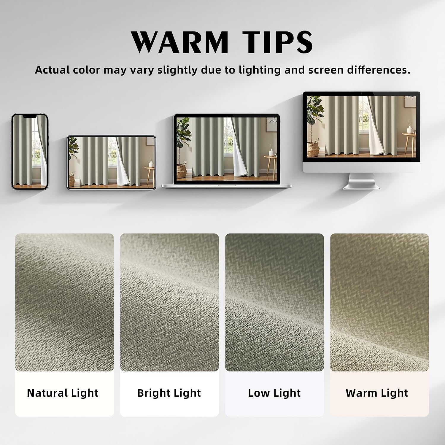 Linen Beige 54x84 Inch Herringbone Blackout 2 Panels Curtains
