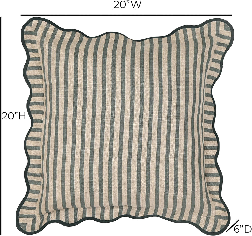 Green Striped Linen Tov Furniture Accent Cushion