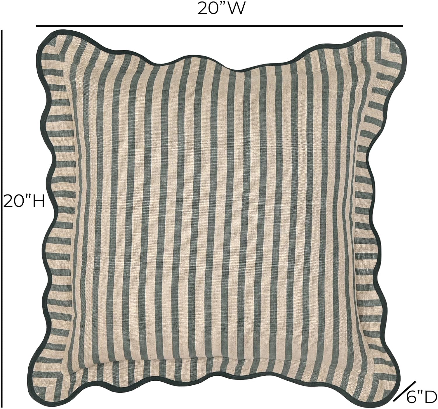 Green Striped Linen Tov Furniture Accent Cushion