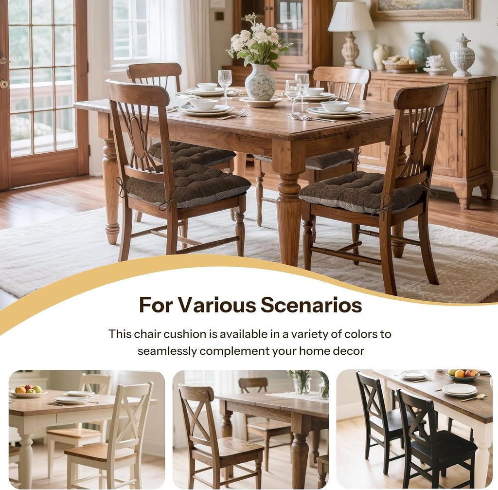 Coffee Tufted Dining Chair Cushions Set of 4
