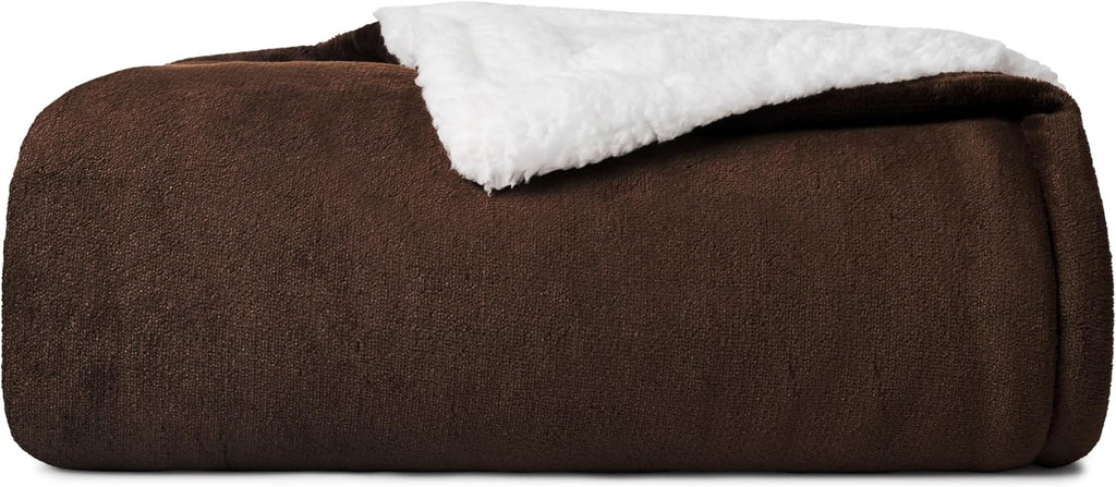 Brown Reversible Sherpa Twin Size Throw Blanket