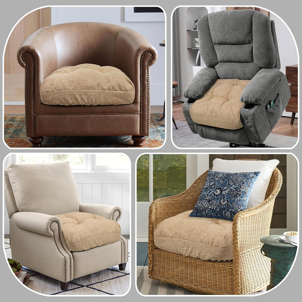 Linen Natural Latex Reversible Seat Cushion