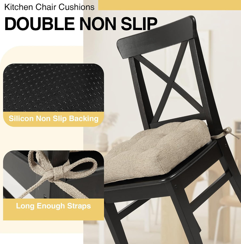 Beige Non Slip Dining Chair Cushions Set of 4