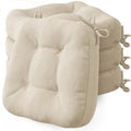 Beige Memory Foam Dining Chair Cushions 4 Pack