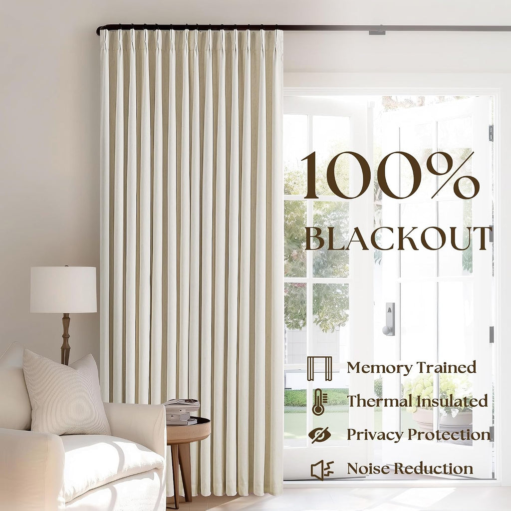 Cream Beige Linen Blackout Curtains