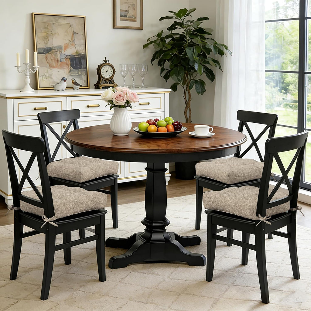 Beige Non Slip Dining Chair Cushions Set of 4