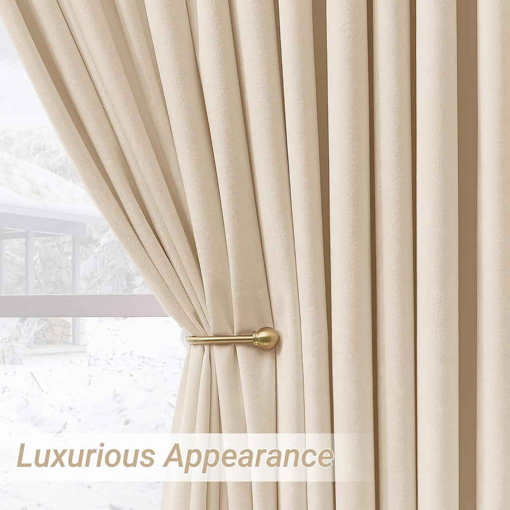 Cream Velvet Pinch Pleat Curtains
