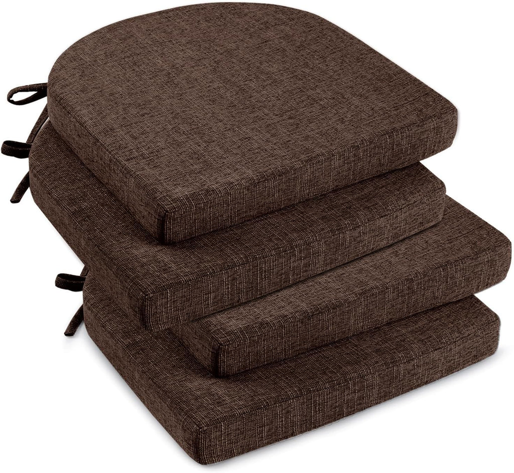 Brown Textured Foam Dining Chair Cushions 4 Pack