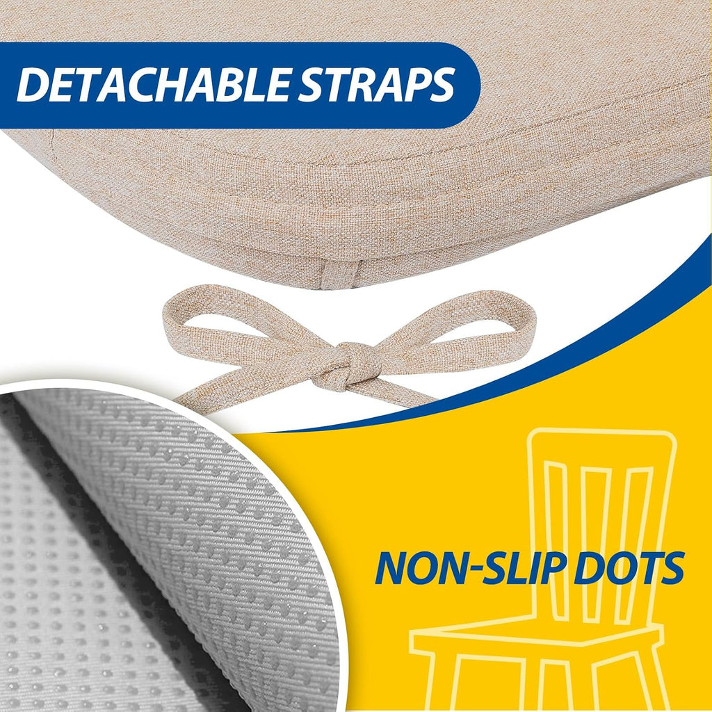 Oatmeal Beige D-Shaped Dining Chair Cushions Set of 4
