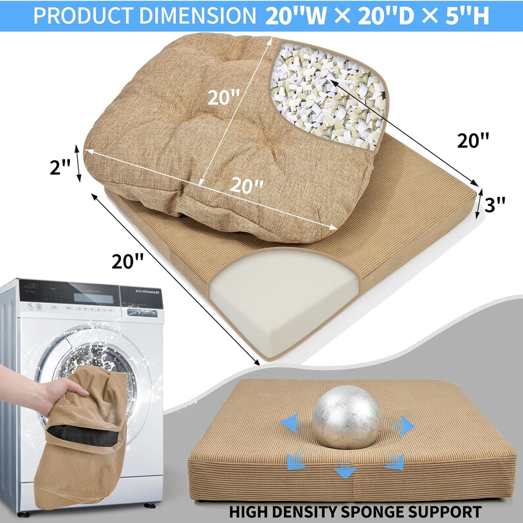 Linen Natural Latex Reversible Seat Cushion