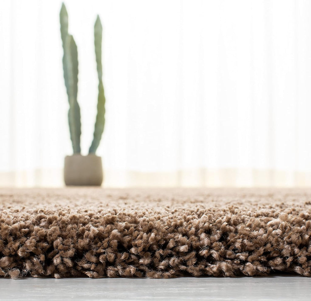 Dark Beige Milan Shag 5'1" Square Area Rug