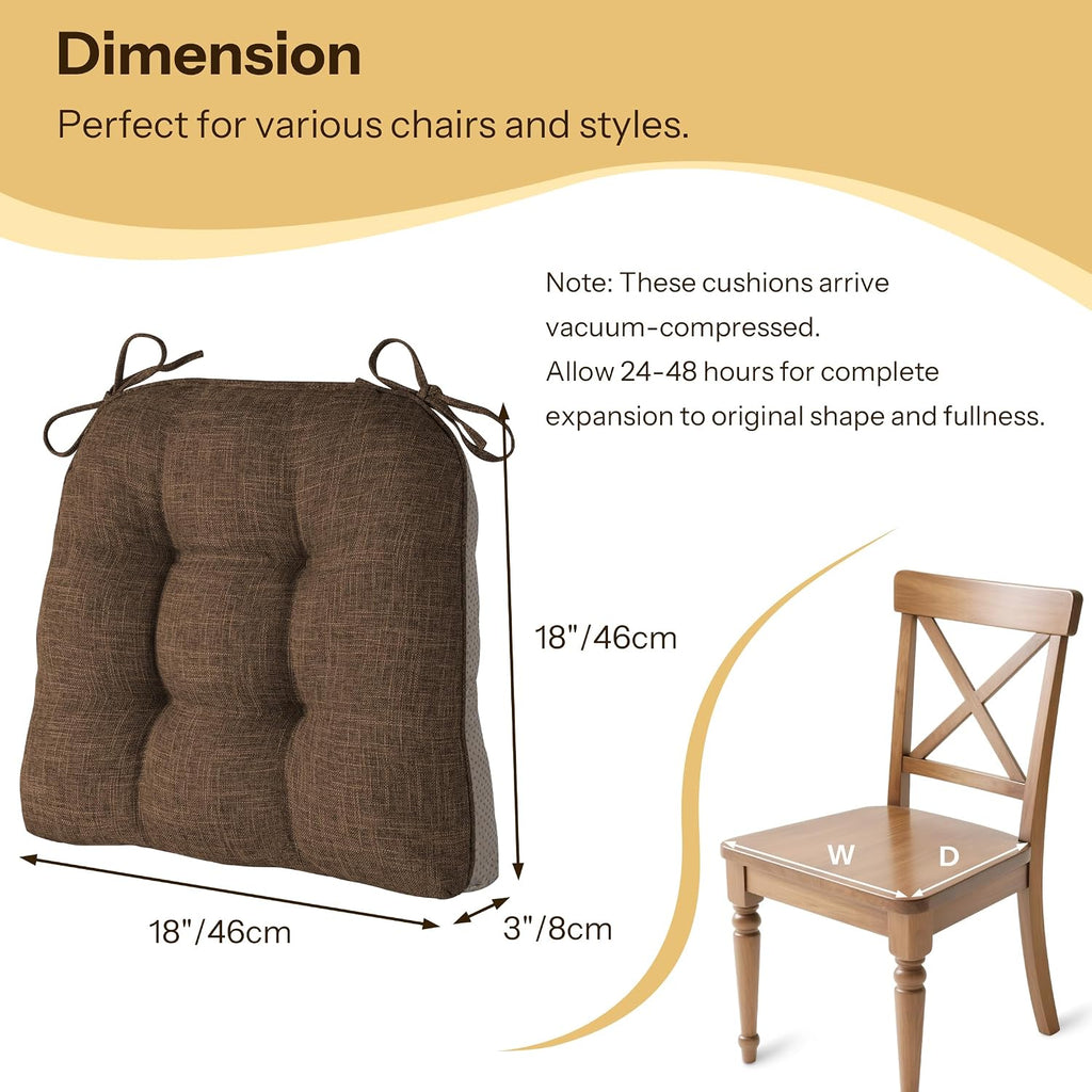 Coffee Tufted Dining Chair Cushions Set of 4