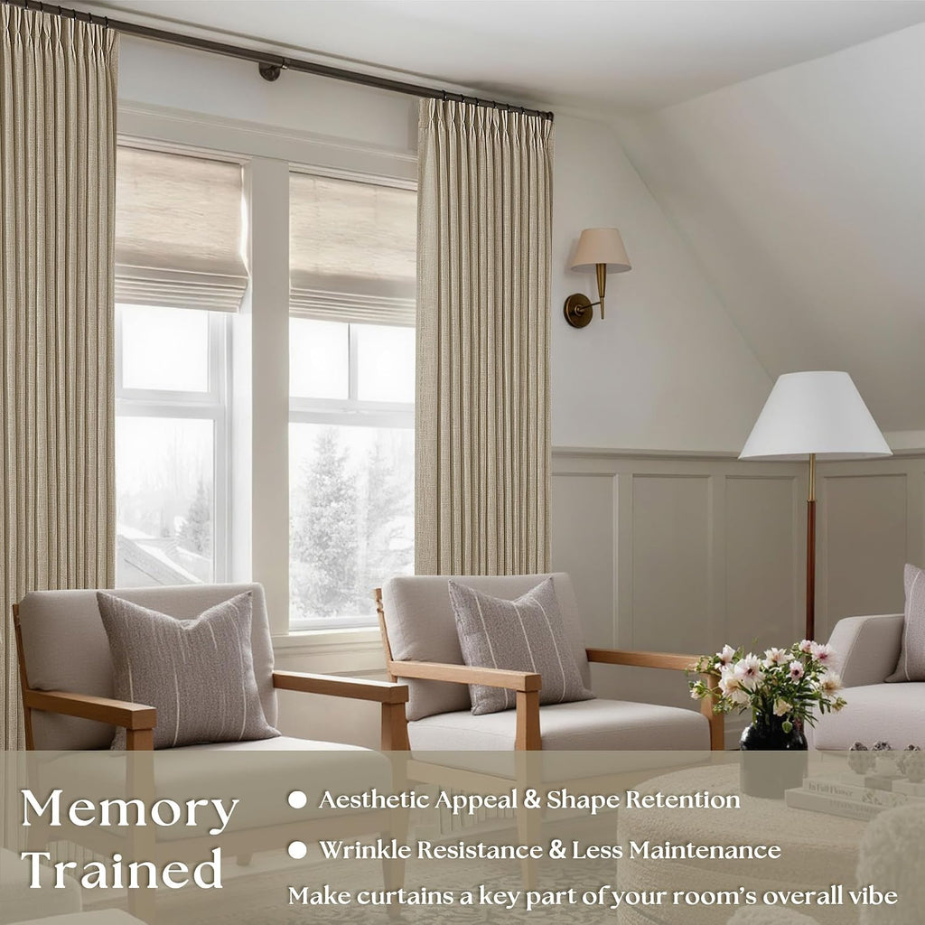 Greige Linen Pinch Pleated Curtains