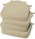 Natural Linen Non Slip Dining Chair Cushions Set of 4